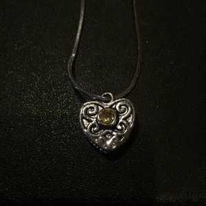 Heart shaped silver birthstone necklace